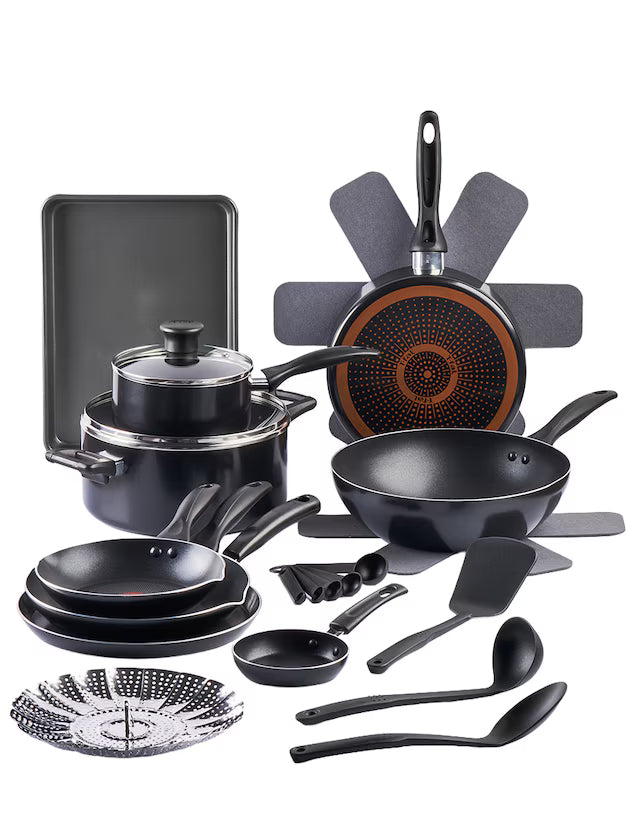 Batería de cocina de aluminio antiadherente titanio 22 pzs
