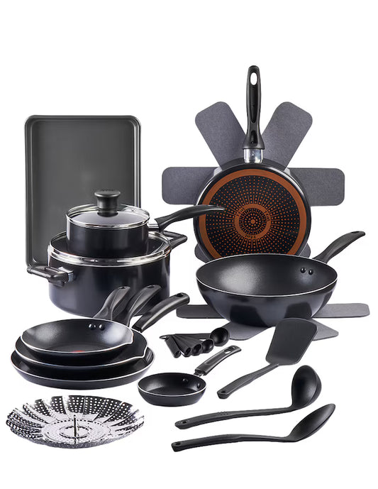 Batería de cocina de aluminio antiadherente titanio 22 pzs