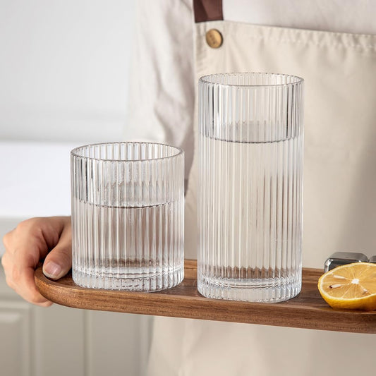 Juego de vasos acanalados 8 piezas